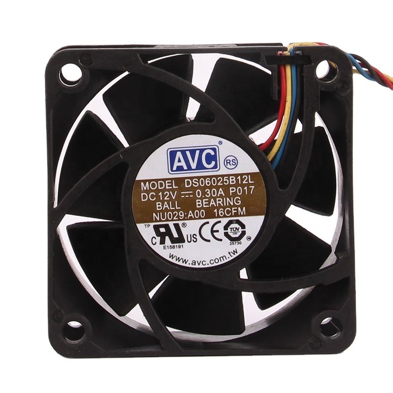 AVC 24V 48V DC12V 0.30A EC AC 60x60x25mm 6CM 6025 Double Ball Bearing 4-wire Temperature Control Silent DS06025B12L Cooling Fan